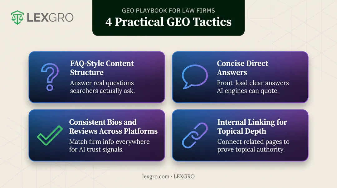 4 practical GEO tactics for AI search visibility for law firms