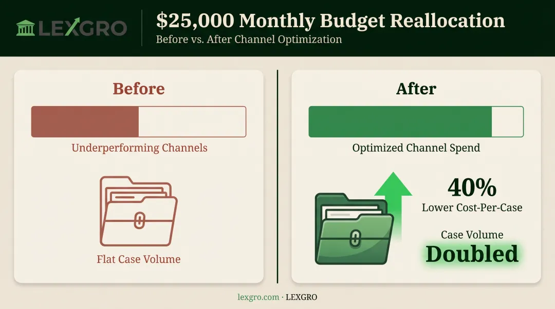 Law firm marketing budget reallocation results before and after comparison