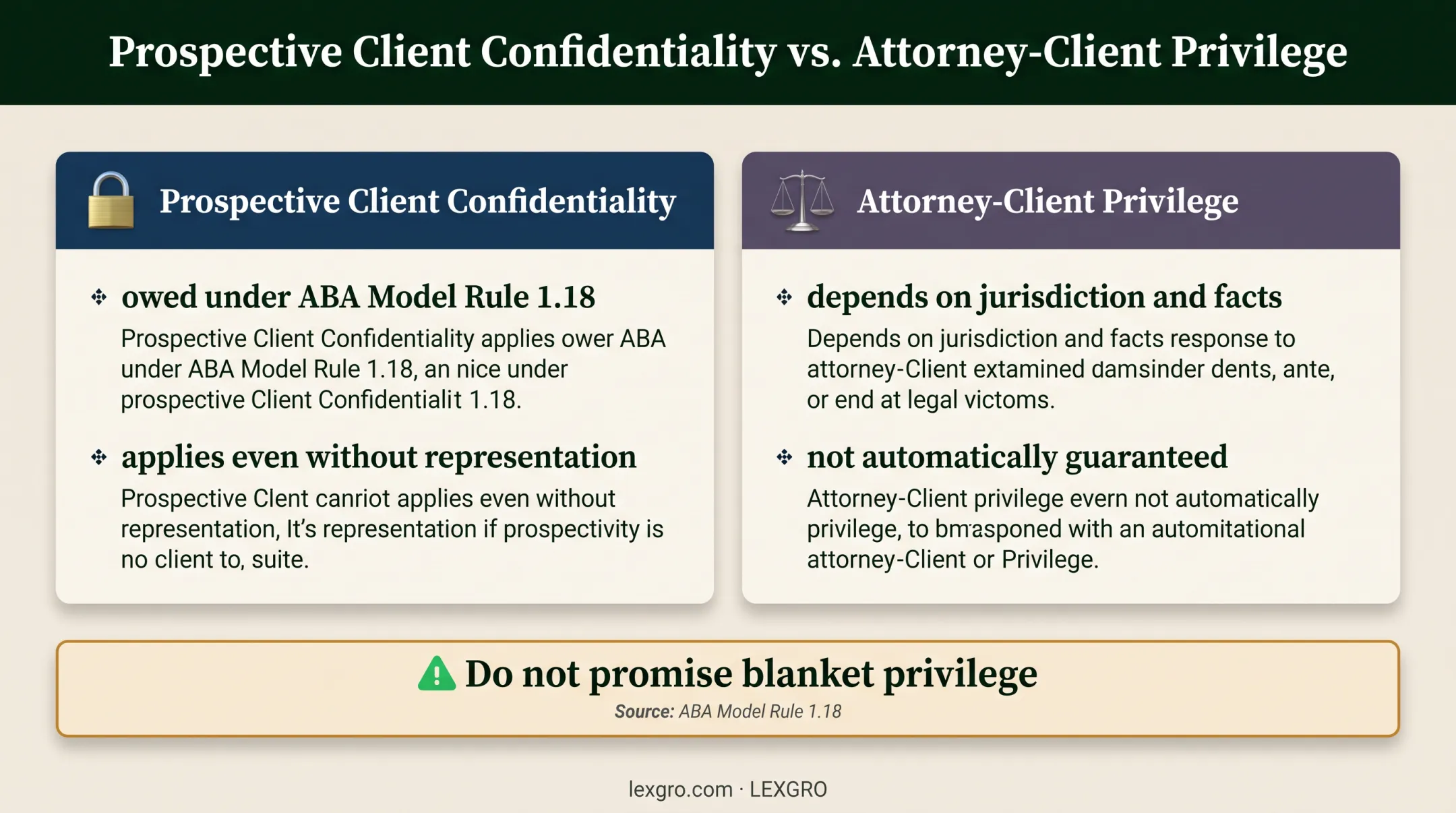 Prospective client confidentiality versus attorney-client privilege comparison