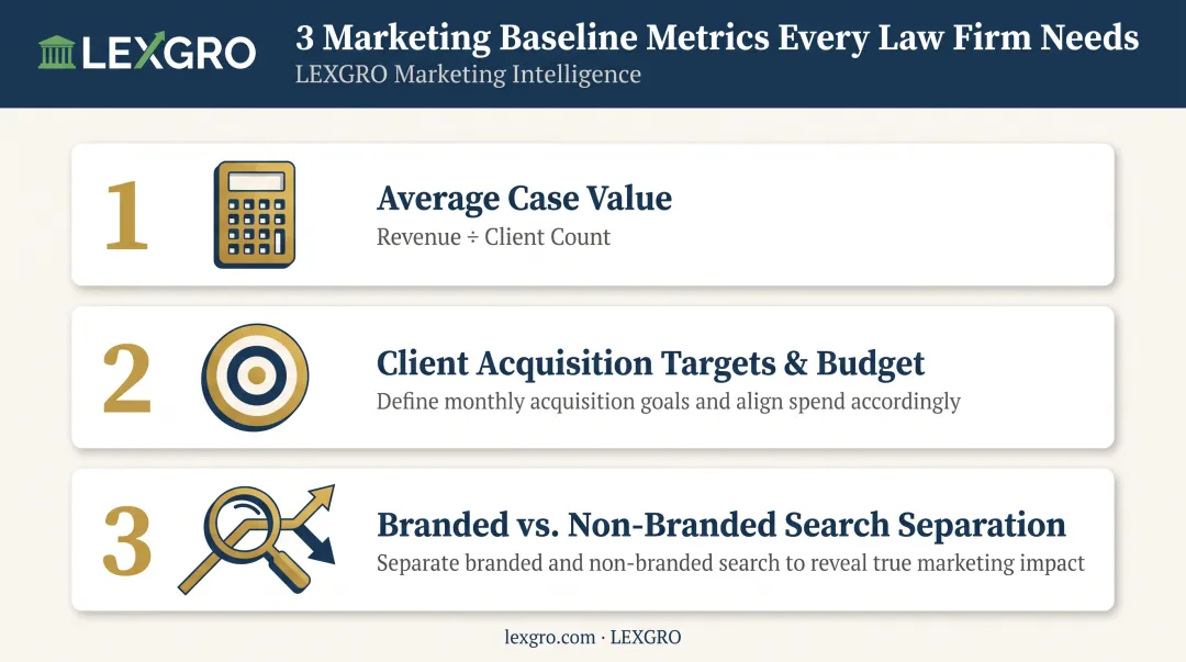 Three baseline metrics law firms must establish before tracking marketing ROI