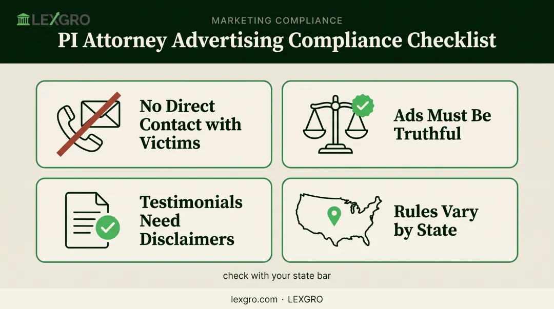 personal injury lawyer advertising compliance rules checklist by state