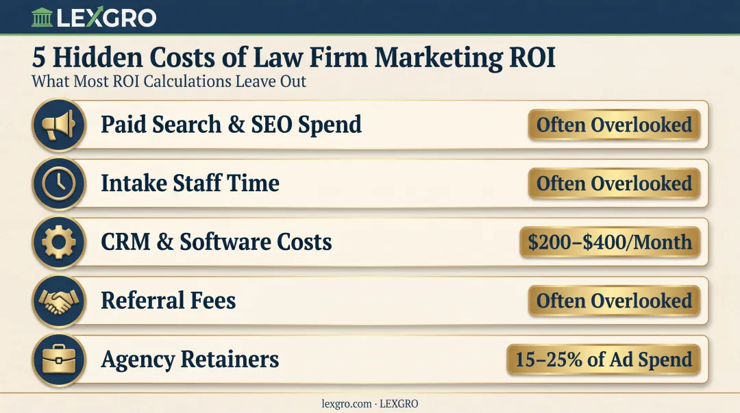 Complete marketing cost breakdown for accurate law firm ROI calculation