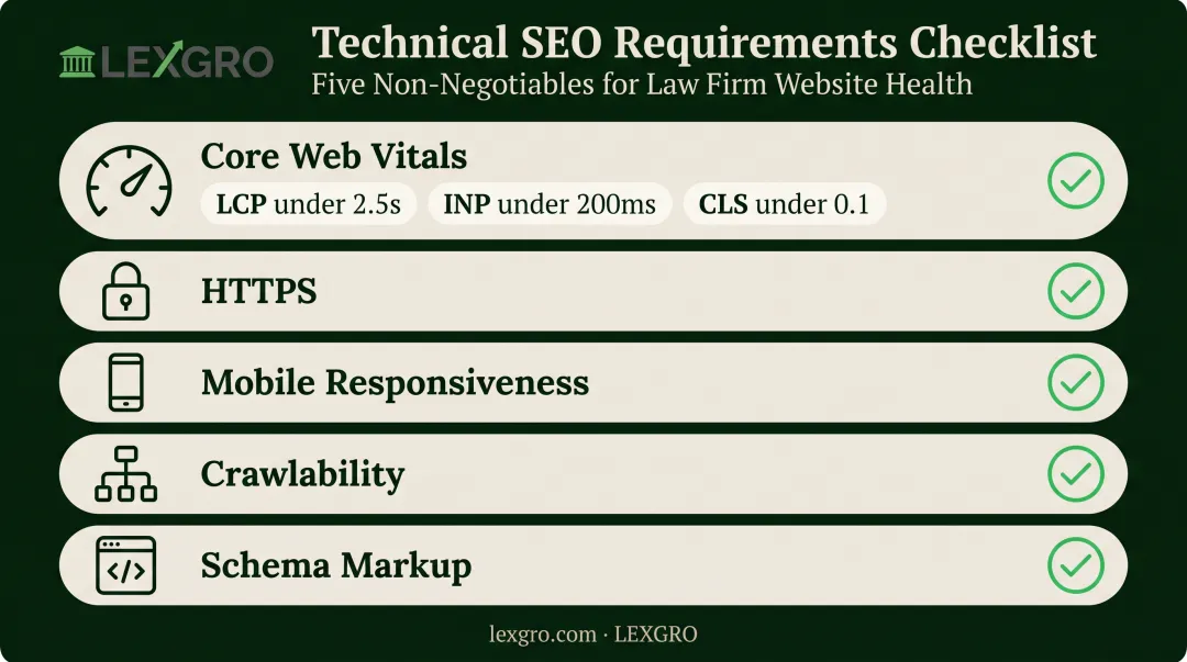 Core Web Vitals and technical SEO checklist for law firm websites
