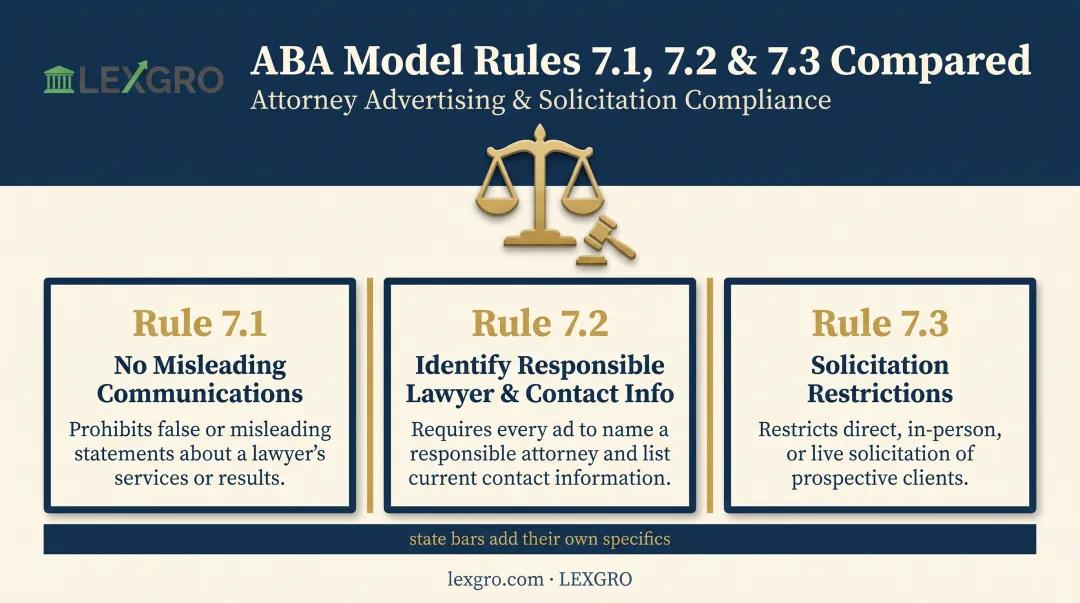 ABA Model Rules 7.1 7.2 7.3 legal advertising compliance comparison