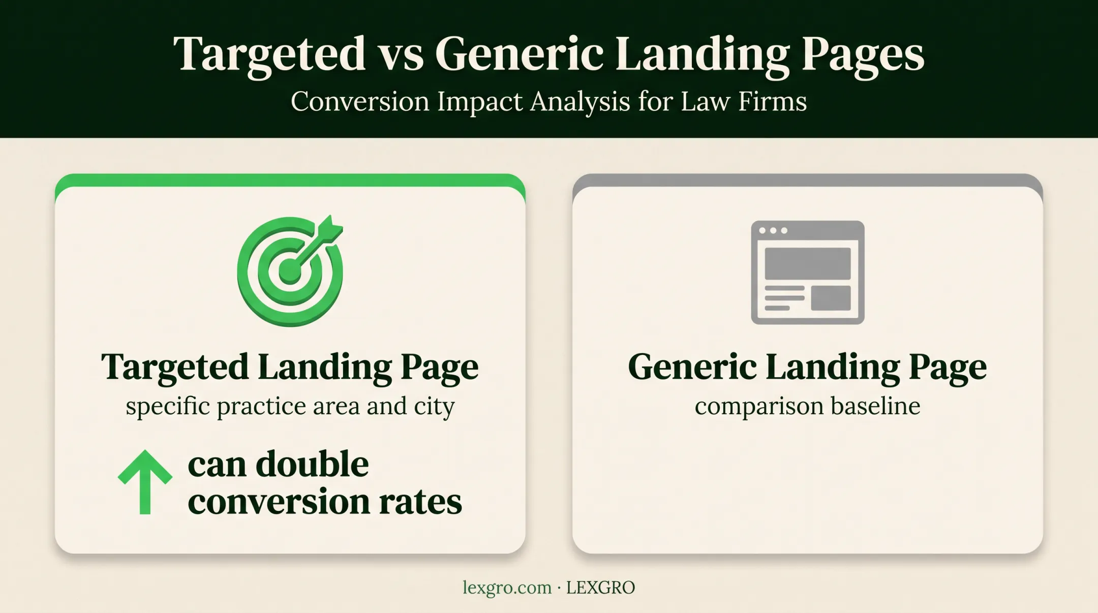 Targeted versus generic legal landing page conversion comparison