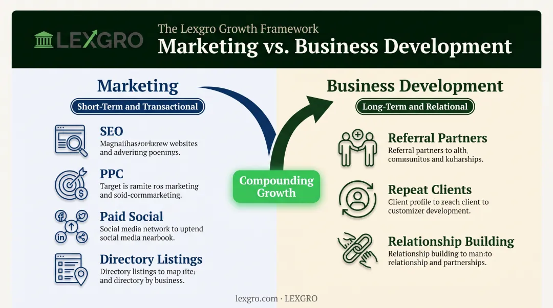Business development versus marketing key differences comparison chart