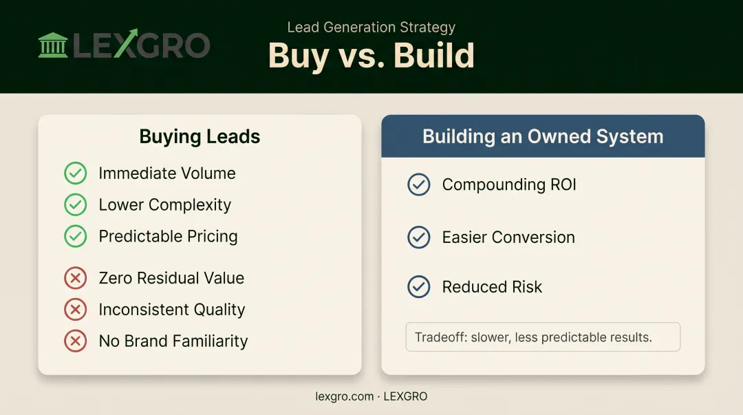 Buying personal injury leads versus building owned marketing system comparison