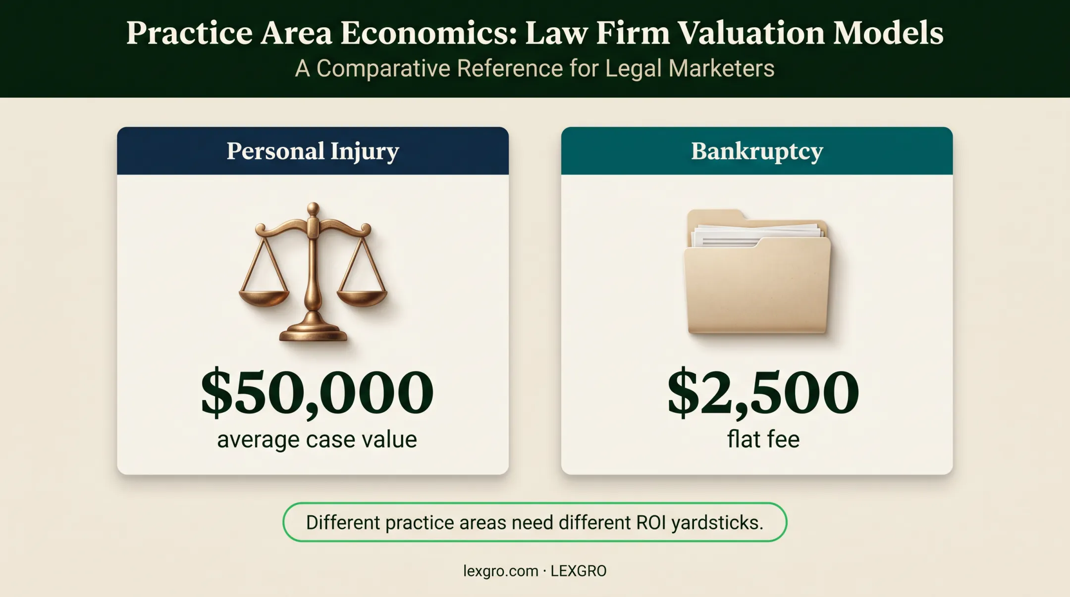Personal injury versus bankruptcy average matter value comparison