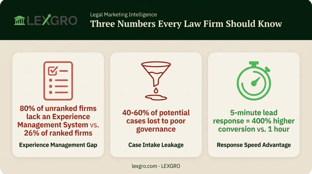 Legal marketing technology adoption gap and lead response conversion statistics