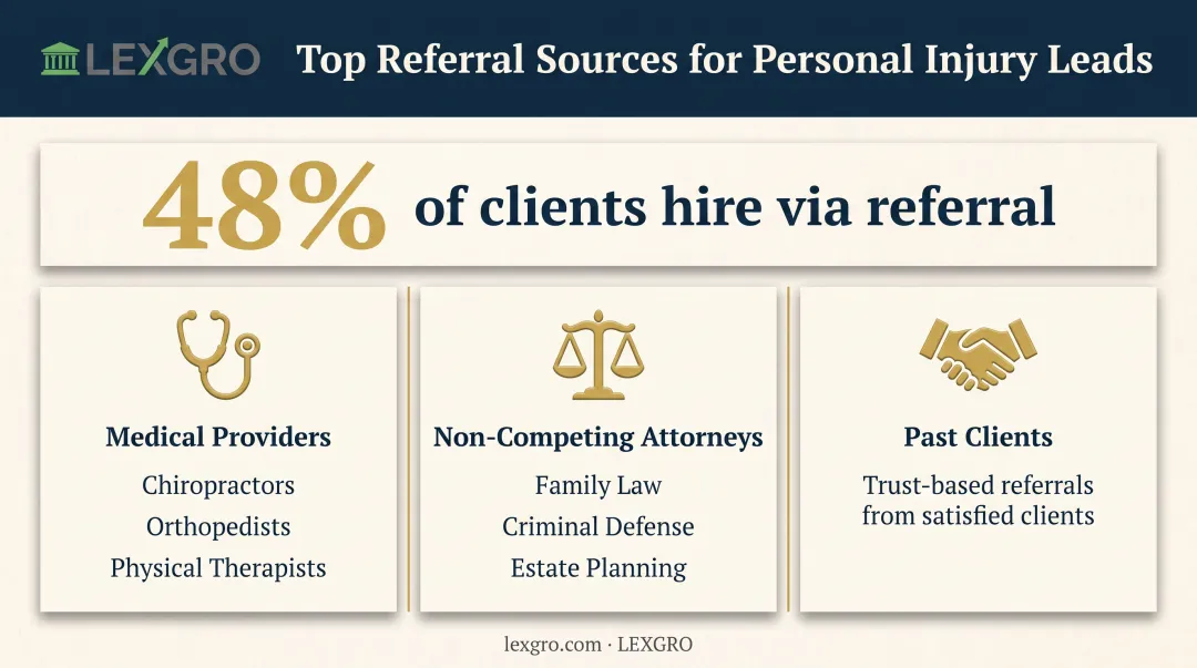 Top three referral sources for personal injury attorney leads