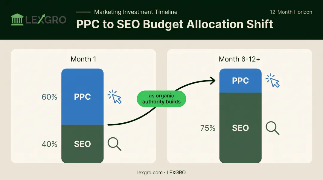 PPC to SEO budget allocation shift timeline for law firms