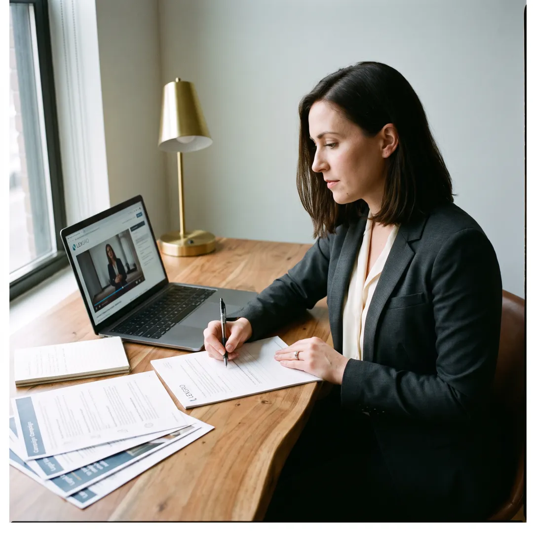 Legal marketing professional completing an online training module