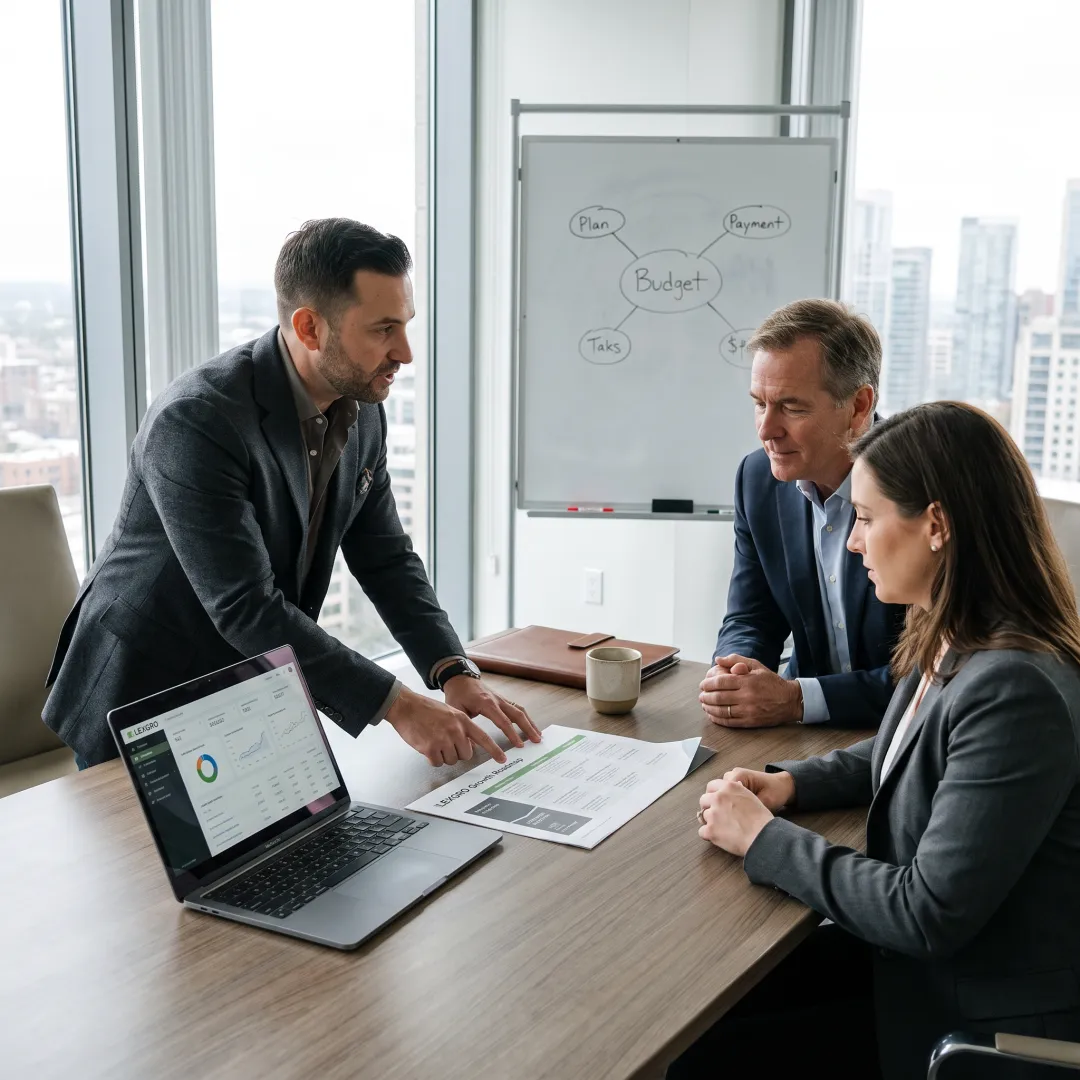 Law firm leaders planning marketing strategy