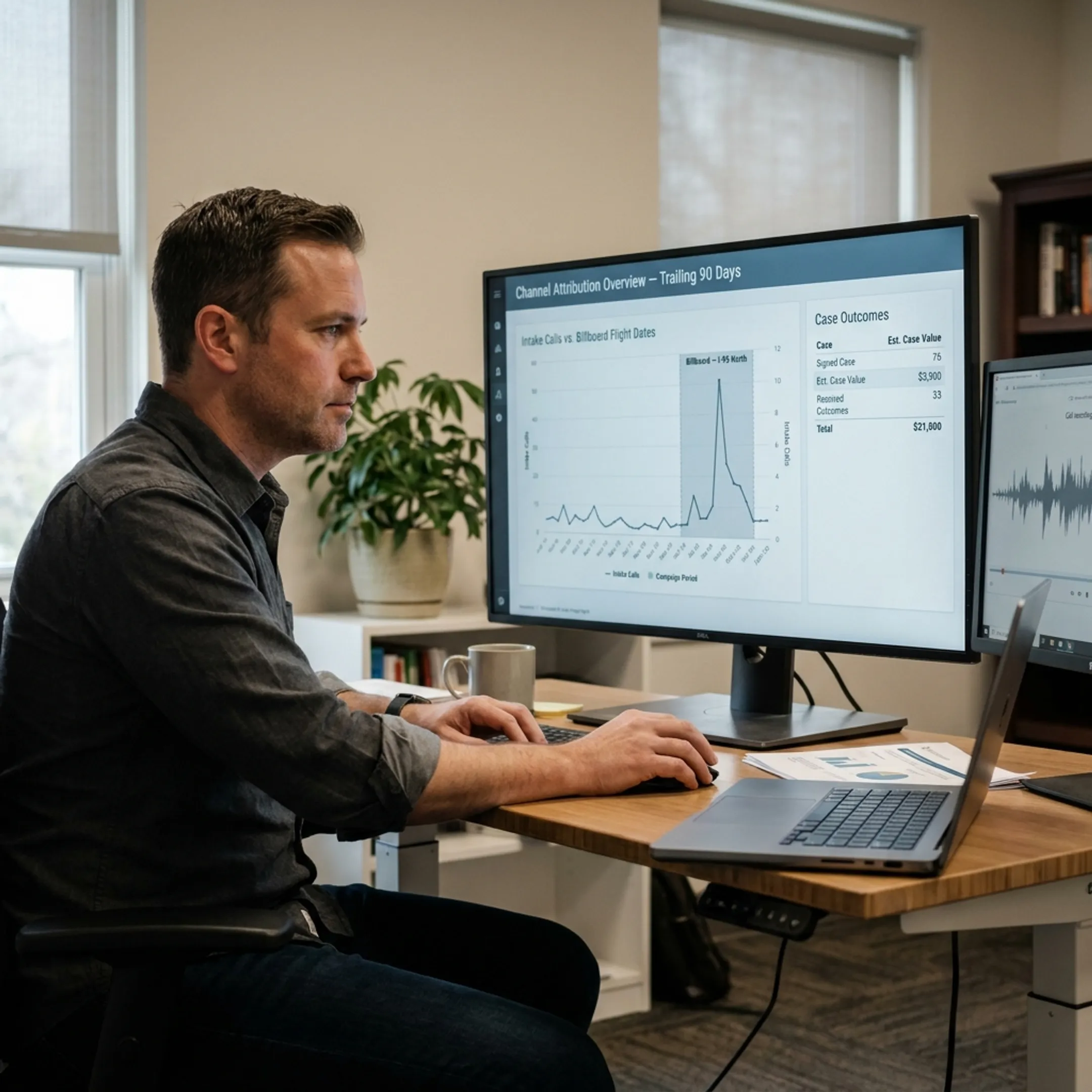 Analytics dashboard connecting billboard marketing to signed law firm cases