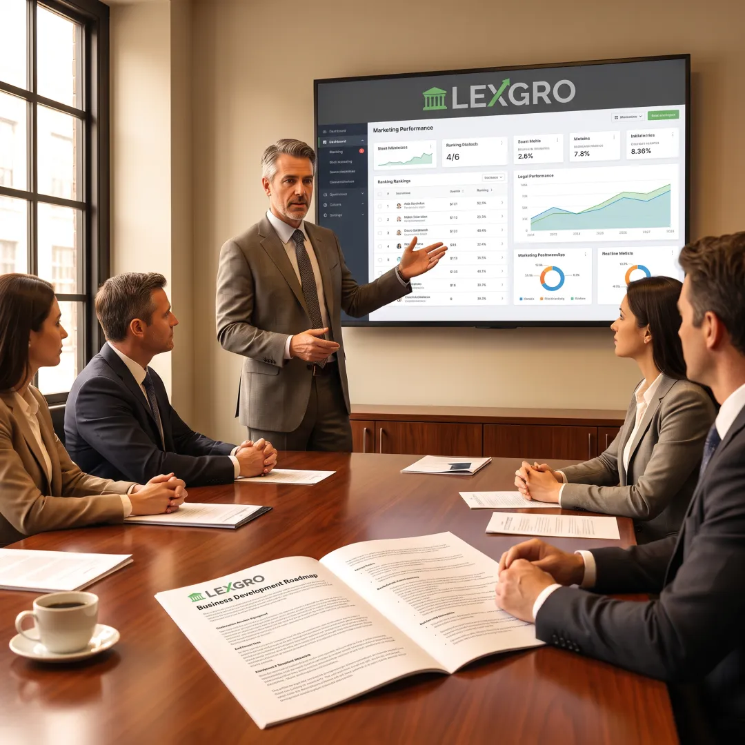 Legal marketing coach presenting a law firm growth plan