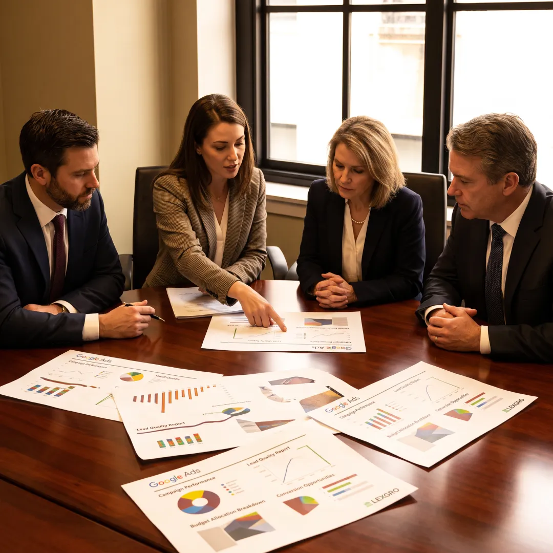 Law firm leaders reviewing PPC strategy