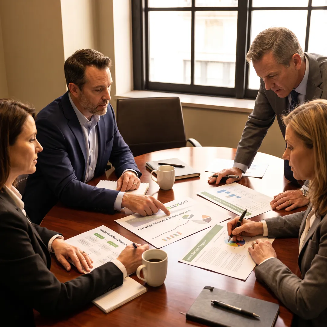 Law firm marketing team planning a growth strategy