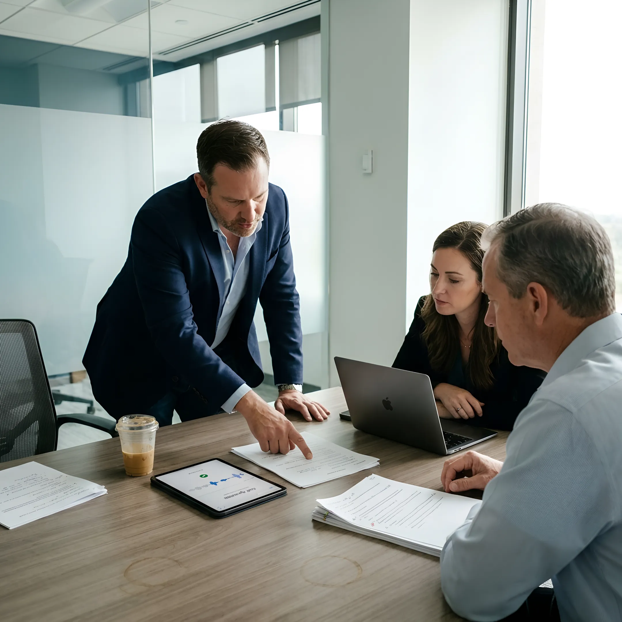 Law firm intake coach reviewing a recorded client call with a legal intake team
