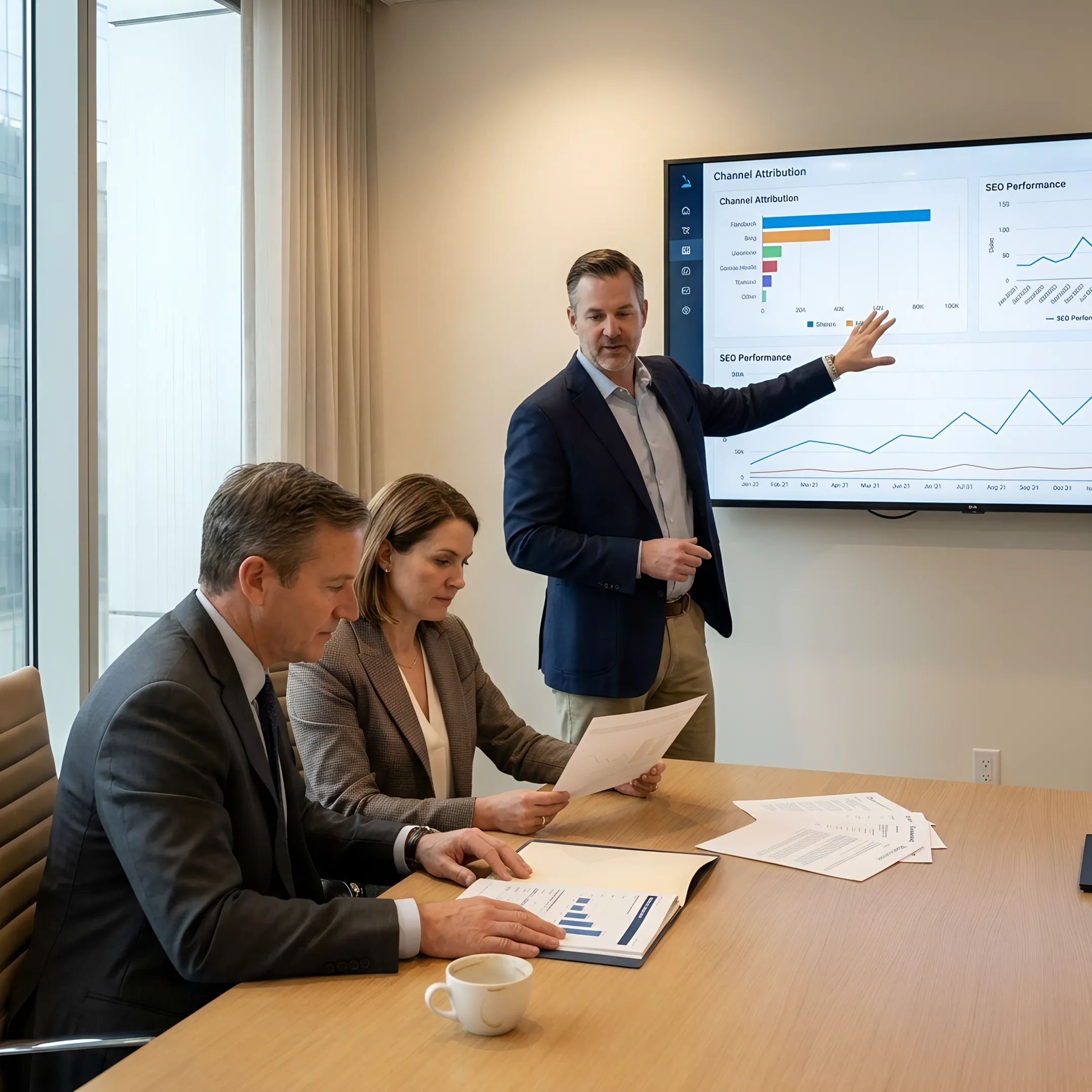 Fractional CMO presenting law firm marketing strategy