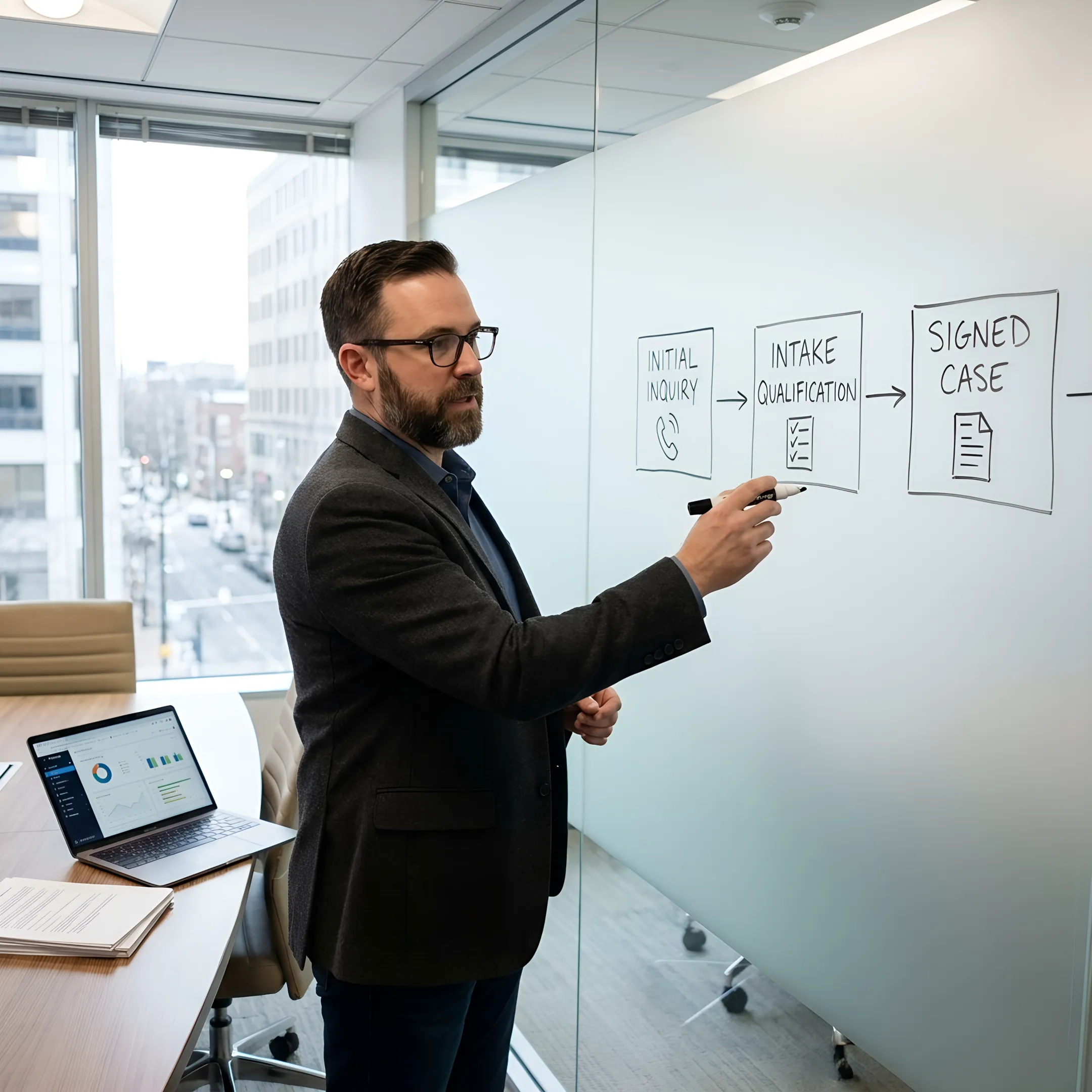Consultant mapping a law firm client onboarding journey