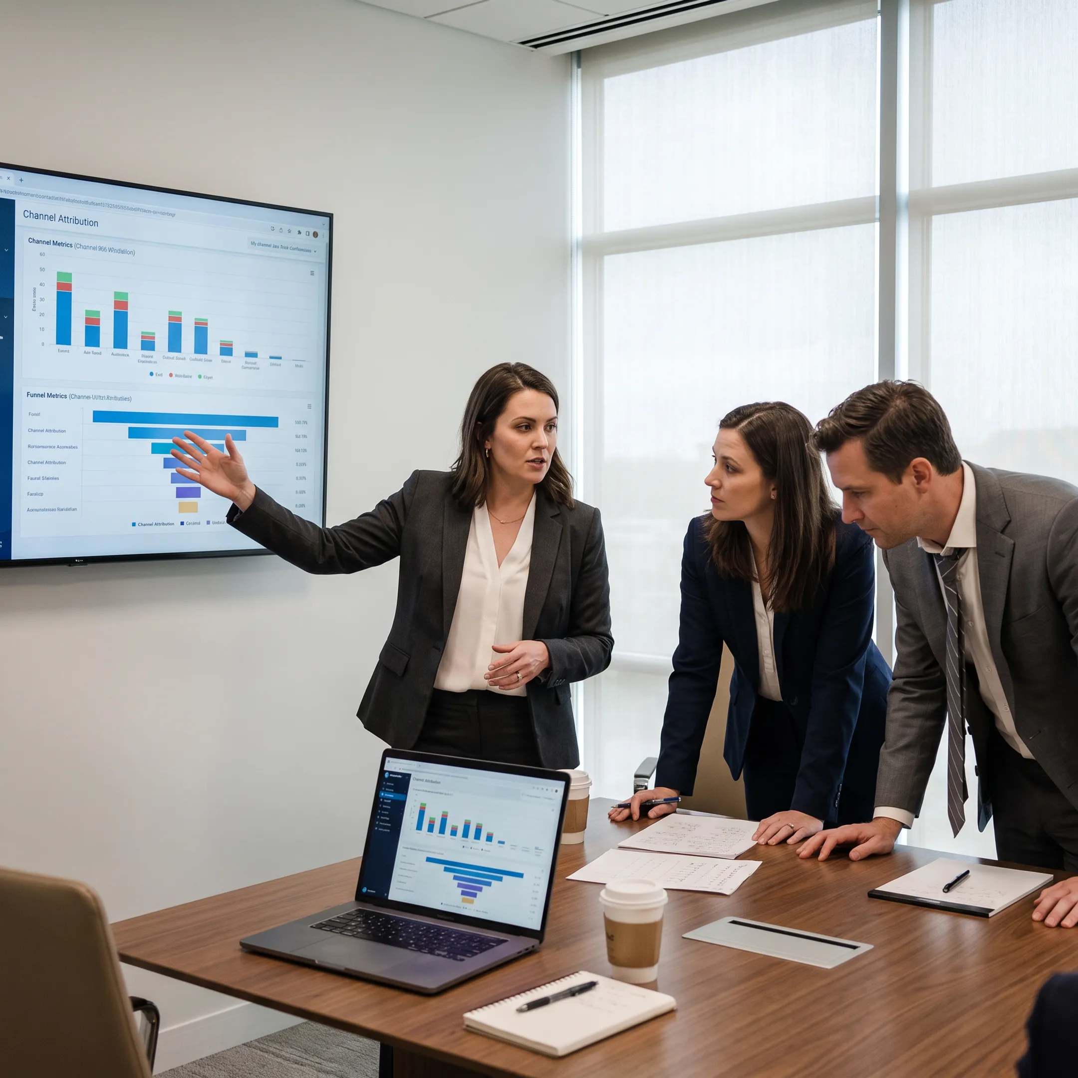 Legal marketing strategist reviewing growth data with law firm leaders