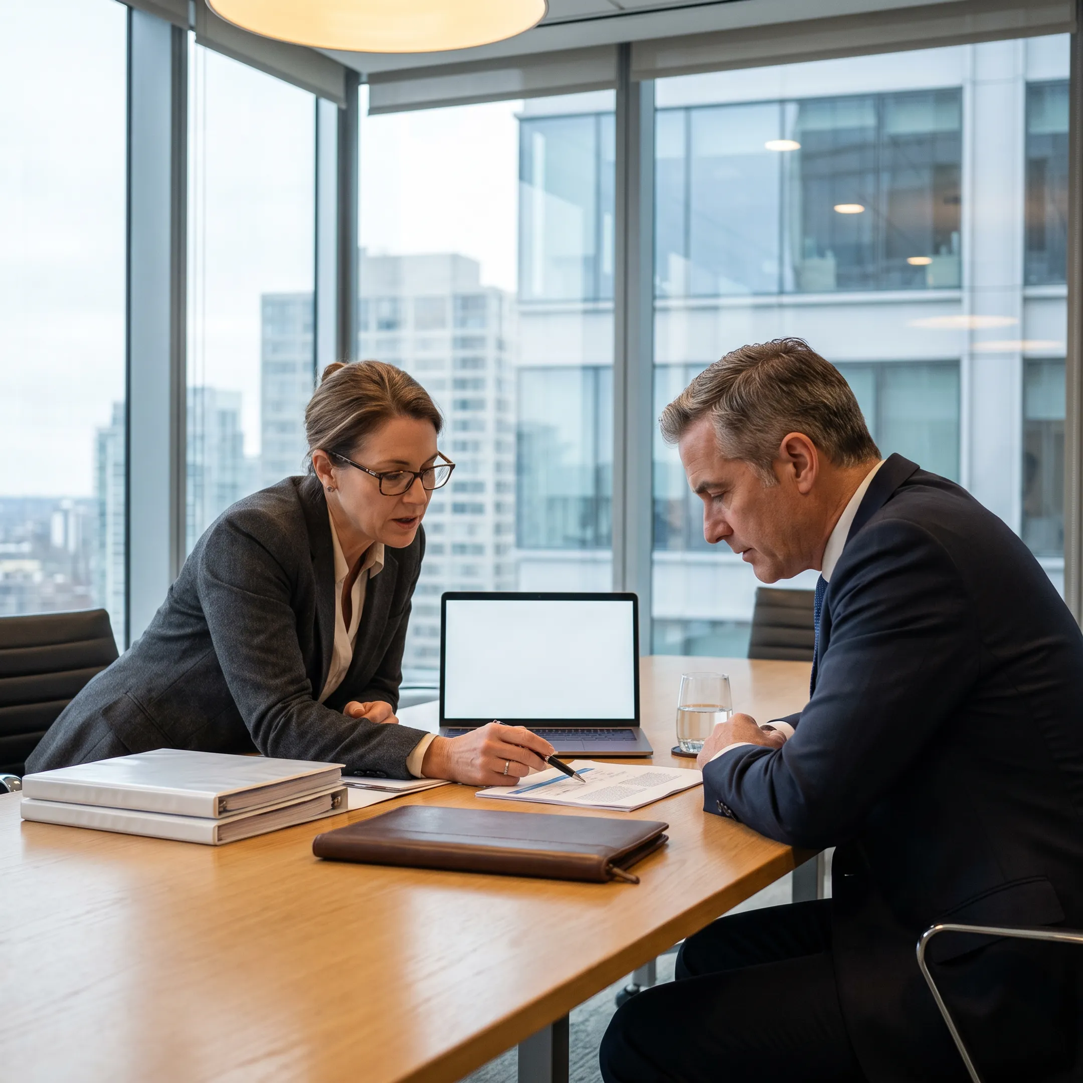 Law firm business leader reviewing growth strategy with an executive coach