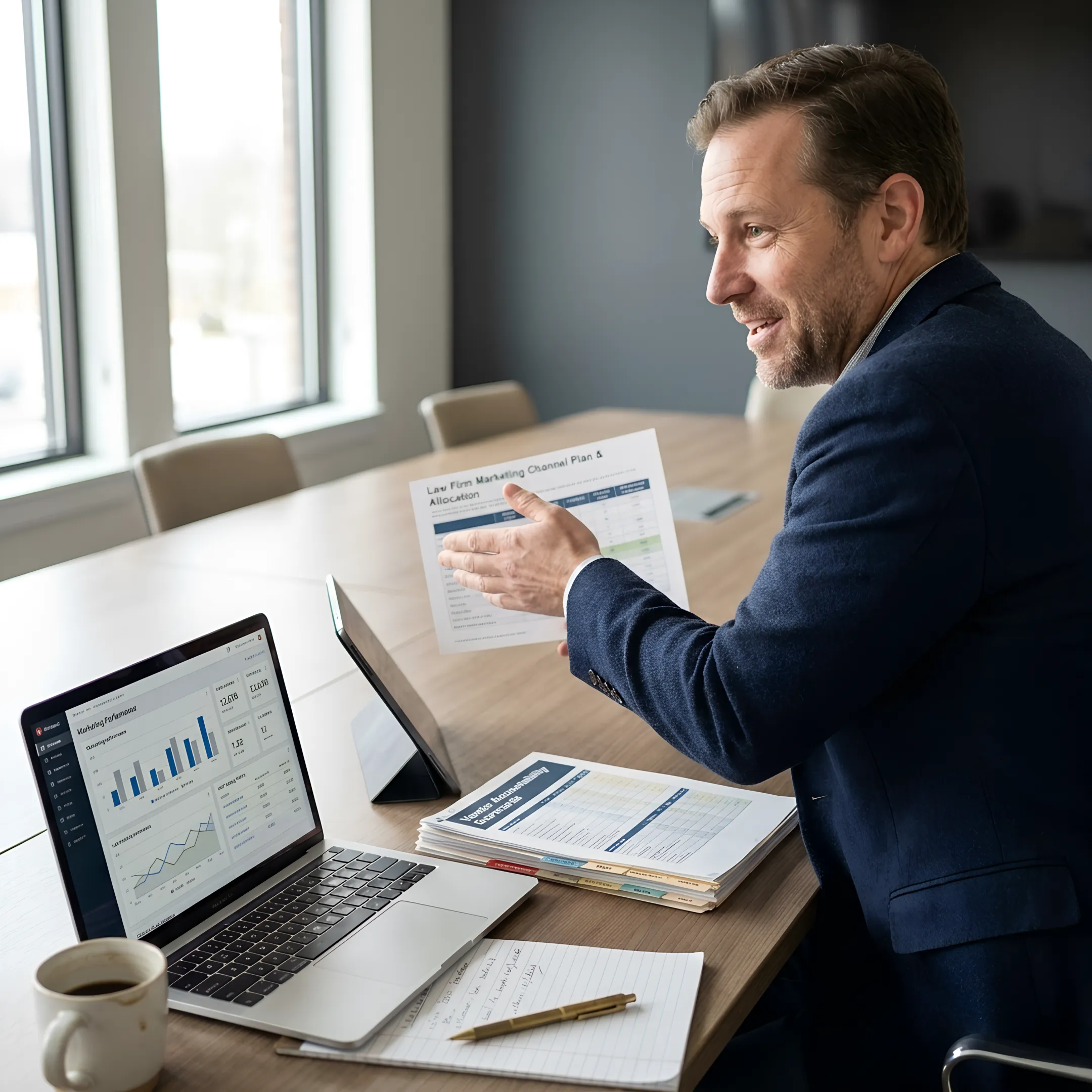 Fractional CMO presenting a law firm marketing strategy
