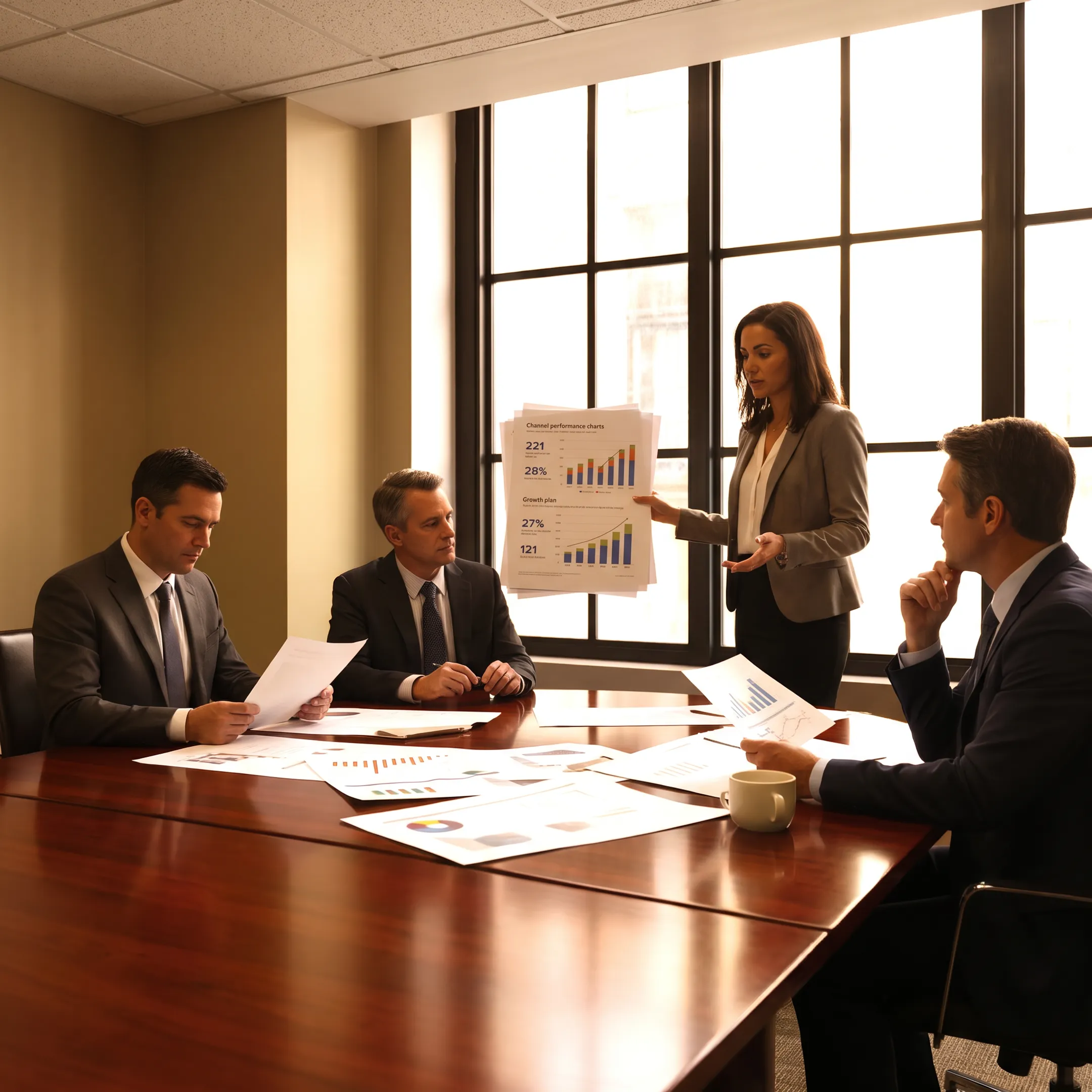 Legal marketing strategist reviewing a law firm growth plan with attorneys