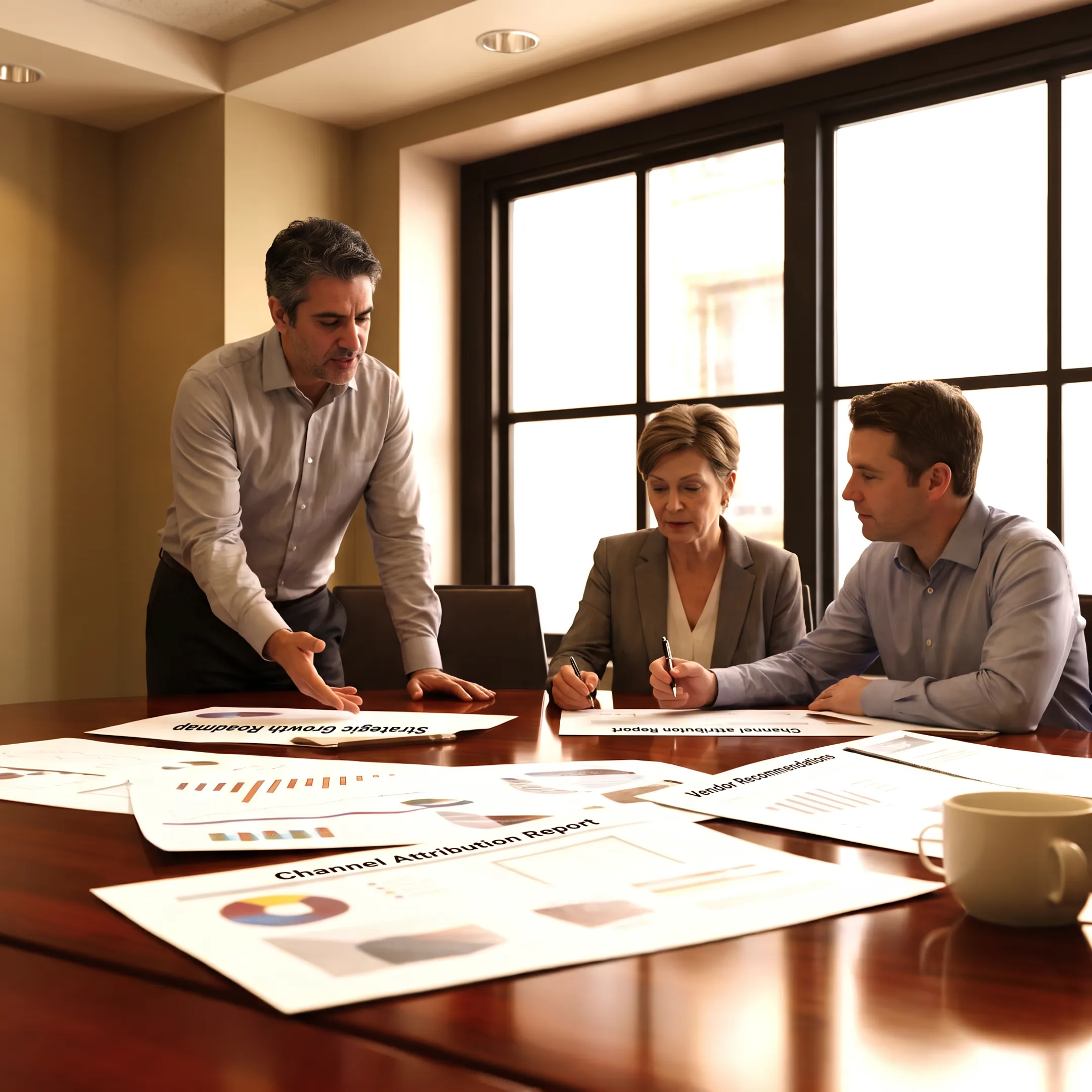Legal marketing leader presenting a growth strategy to law firm partners