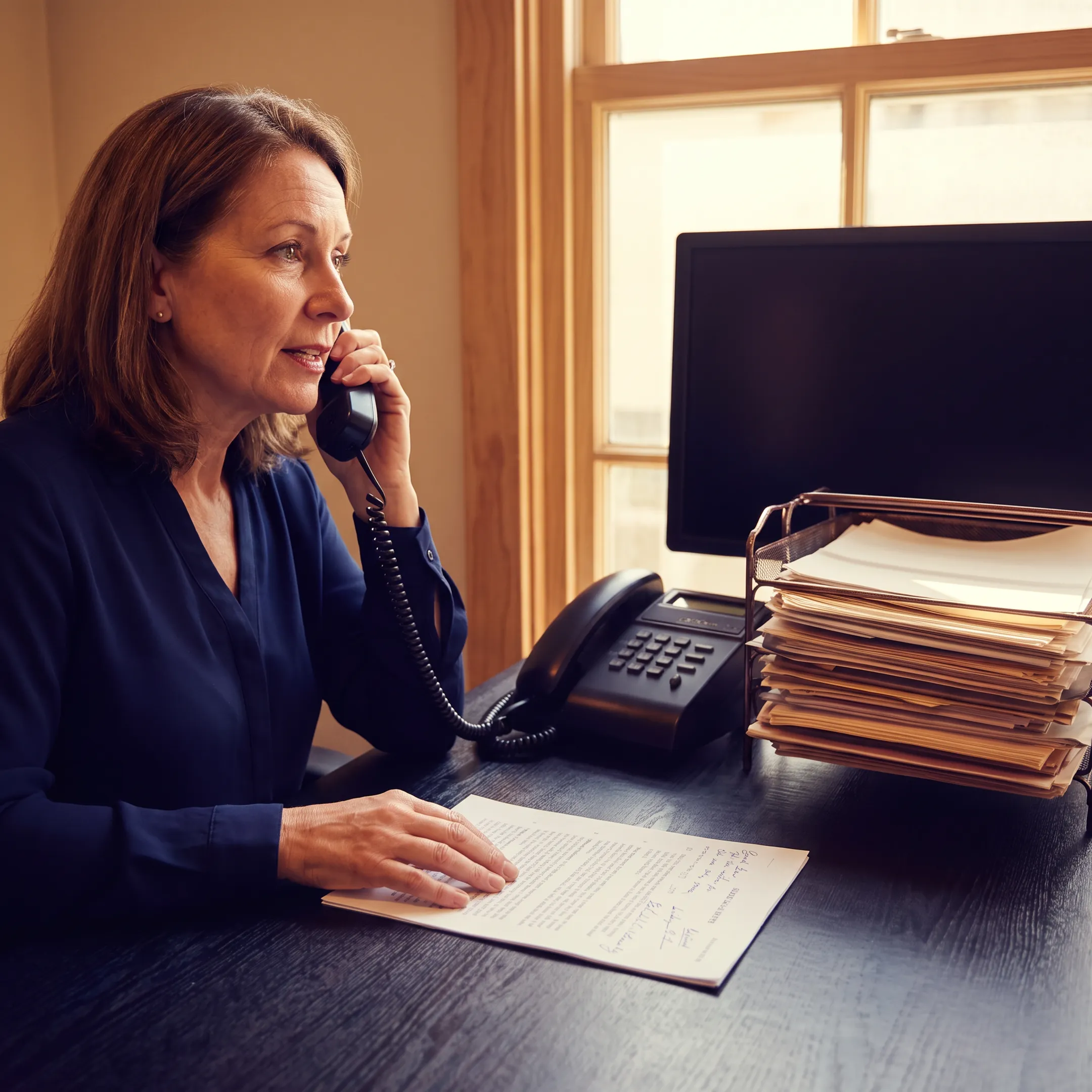 Legal intake team member speaking with a prospective client by telephone
