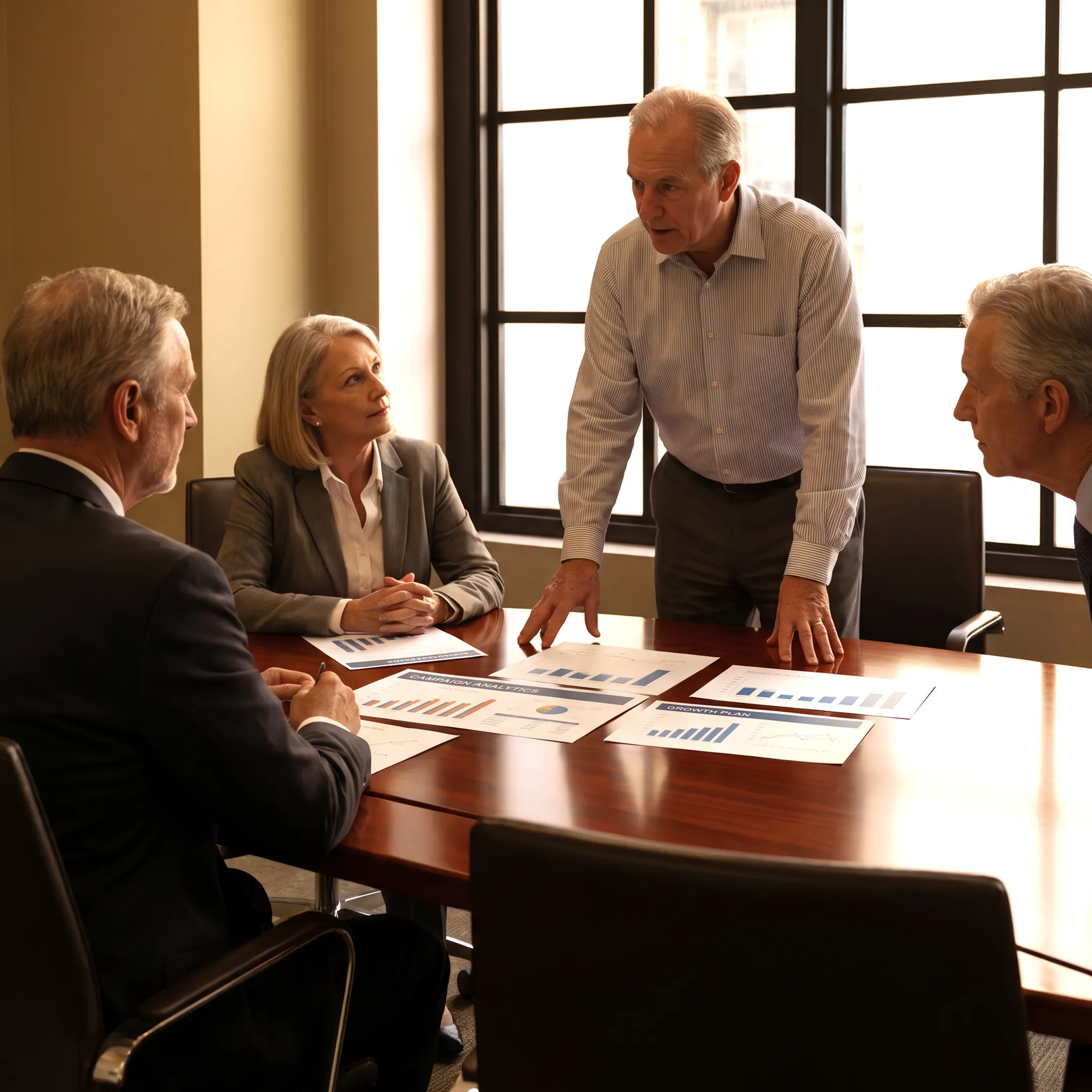 Legal marketing strategist reviewing growth analytics with law firm partners