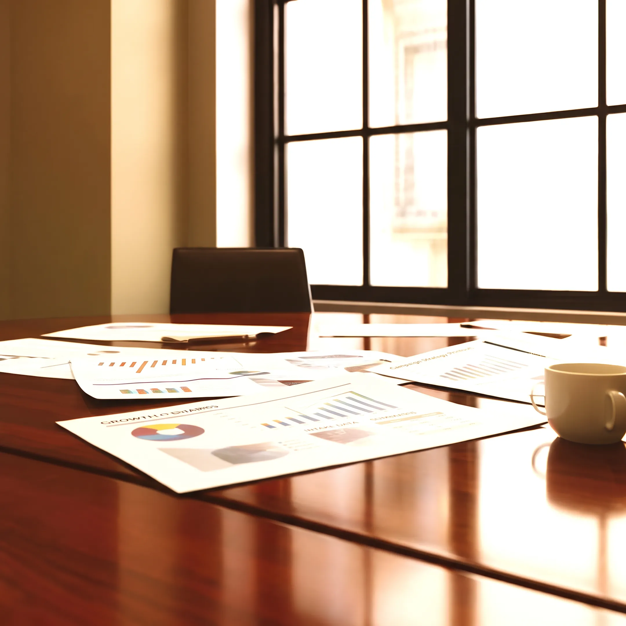 Marketing consultant reviewing law firm growth strategy with legal professionals