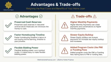 Advantages versus trade-offs of zero down payment mortgages comparison chart