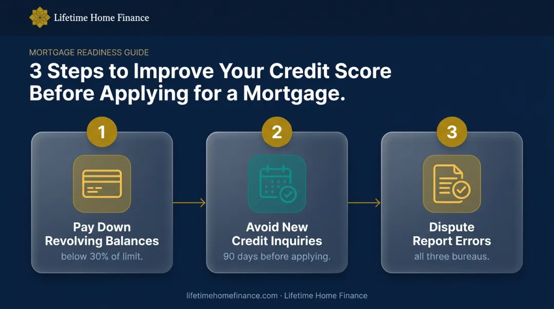 Three-step credit score improvement strategy for California homebuyers