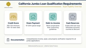 California jumbo loan qualification requirements credit score down payment DTI reserves