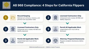 AB 968 California flipper law four-step compliance process flow infographic