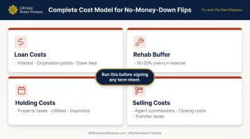 Four-category hidden cost breakdown for no-money-down fix and flip deals