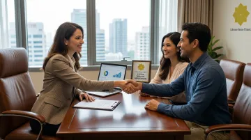 Lifetime Home Finance loan officer Salem consulting with homebuyer clients in professional office