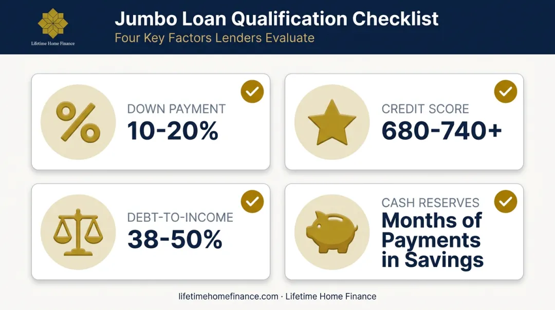 Jumbo loan qualification requirements checklist for down payment credit and reserves