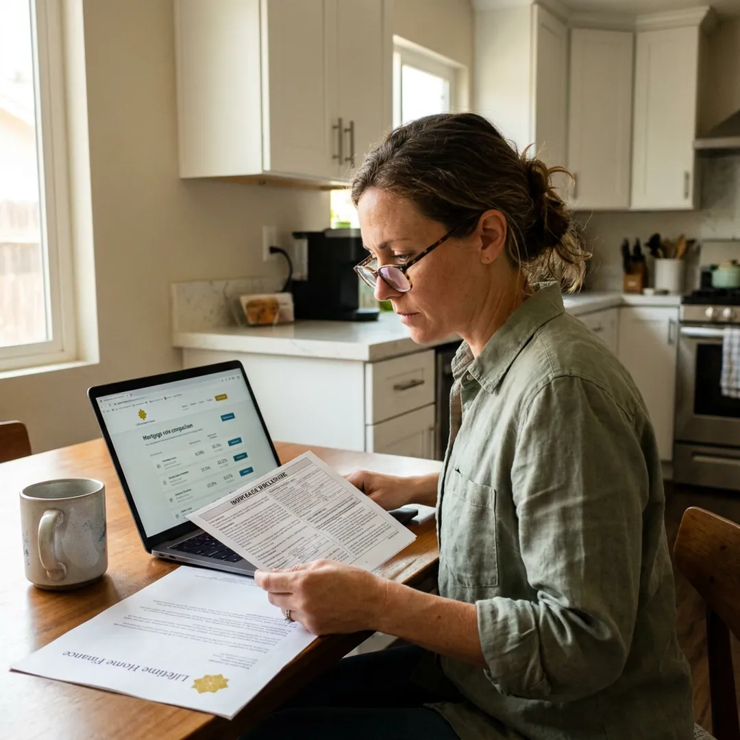 California homeowner comparing refinance rates