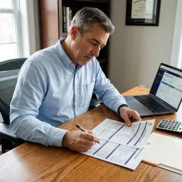 Loan officer reviewing investment property financing documents