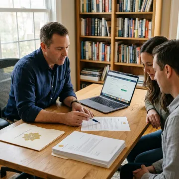 Loan officer guiding a first-time homebuyer through pre-approval steps