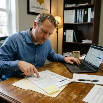 Loan officer reviewing first-time homebuyer documents