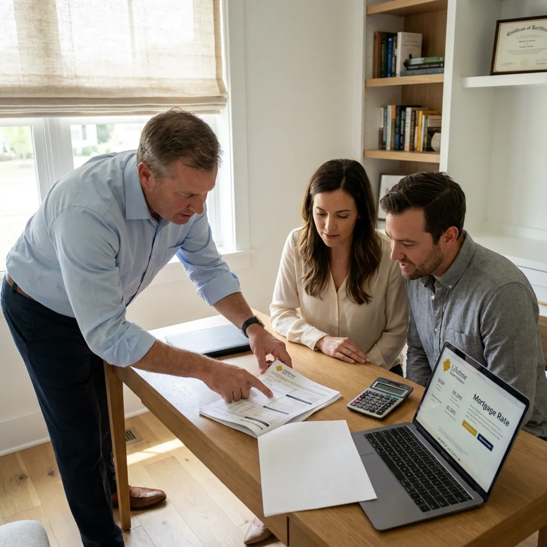First-time homebuyer reviewing mortgage documents in Irvine
