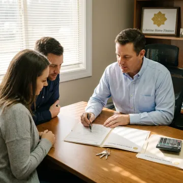 First-time homebuyers receiving mortgage guidance