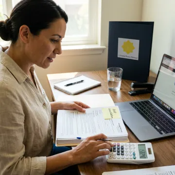 California homeowner reviewing debt consolidation refinance paperwork