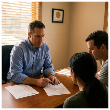 Loan officer reviewing refinance options with homeowner