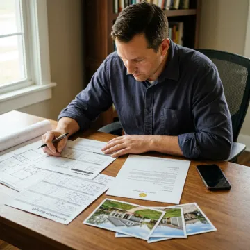 Investor reviewing fix and flip loan documents