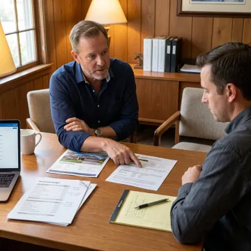 Loan officer reviewing fix and flip financing documents