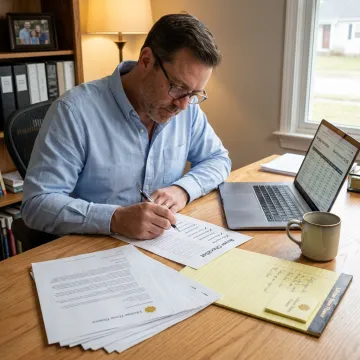 Loan officer reviewing home buyer documents